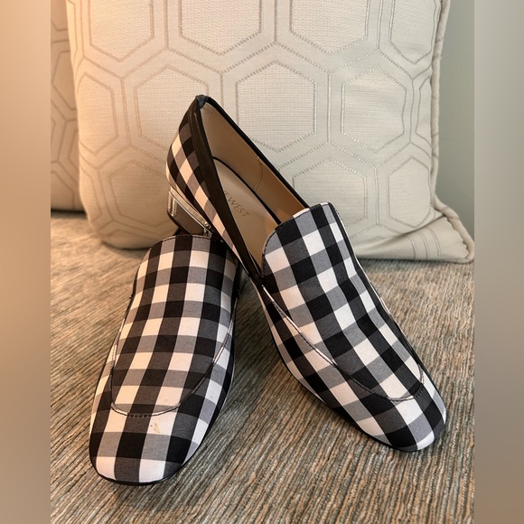 Nine West Shoes - Nine West Black and White Fabric Checkered Loafers